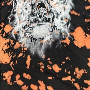 Men’s Bleach-Dyed Graphic T-Shirt, “Ride the Lightning” Skull Print